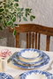Hermia Emerala Blue Fulya Juego de Cena de 24 Piezas Blanco y Azul